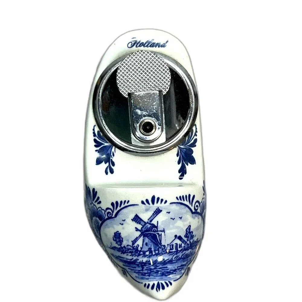 Delft Table Lighter Blauw Hand-Painted Ceramic Clog Holland Agro 535 Vintage